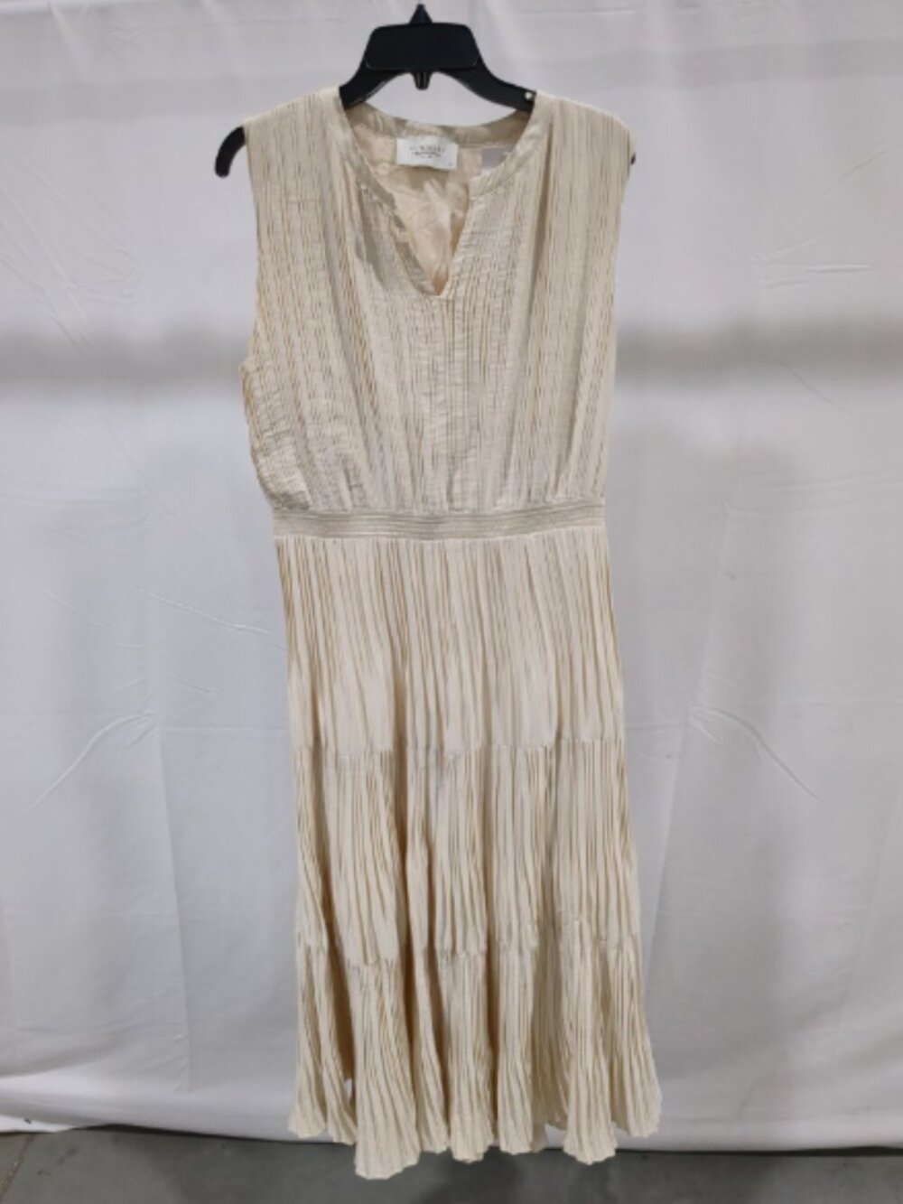 Luminary NWT Fine Collection Ivory Pleated Maxi Dress Size Large Boho